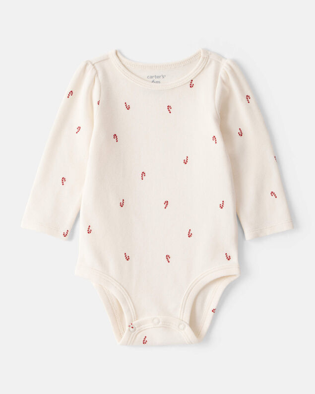 Product image 2 of Baby Girl 2-Piece Candy Cane Print Long-Sleeve Top & Dress Set - Red
