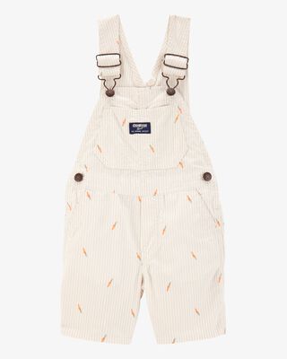 Product image 1 of Toddler Carrot Print Striped Shortalls - Cream