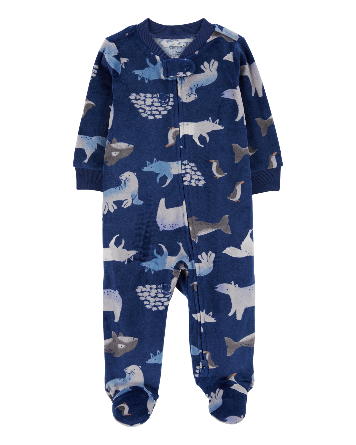 Baby Arctic Animals Zip-Up Velboa Sleep & Play Pajamas