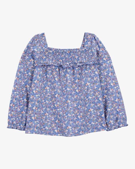 Product image 1 of Toddler Floral Print Smocked Square Neck Top