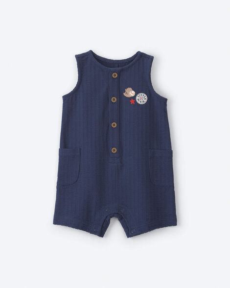 baby boy 'little mvp' baseball romper - navy blue