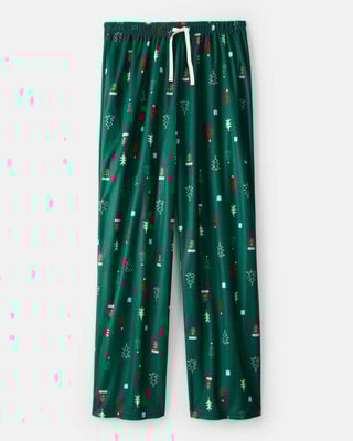 Adult Merry & Bright Holiday Print Pajama Pants - Red