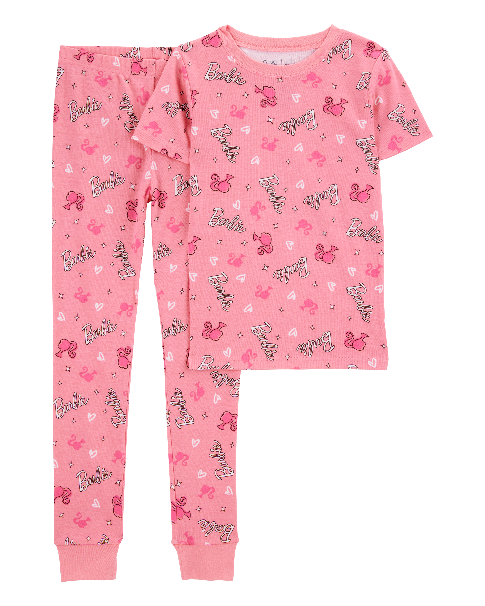 Kid Barbie Snug Fit Cotton 2-Piece Pajamas - Pink