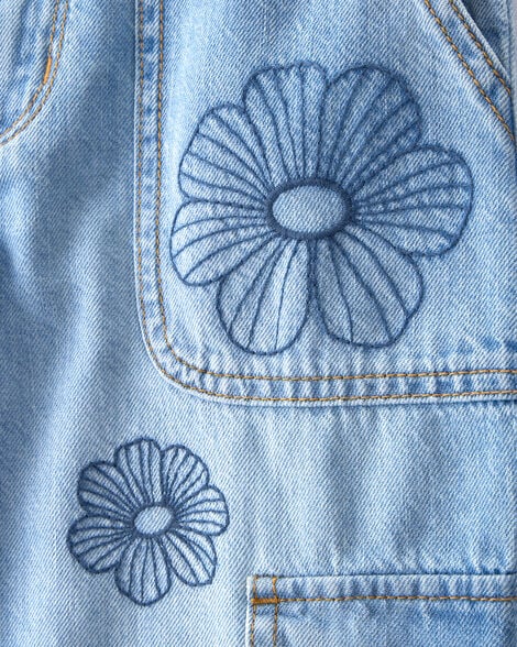 Girls High-Rise Denim Cargo Jeans - Blue