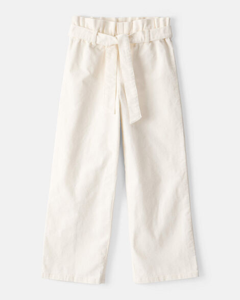 girls corduroy wide-leg pants - ivory