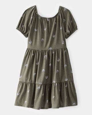 Product image 2 of Kid Floral Tiered Puff Sleeve Dress - Green
