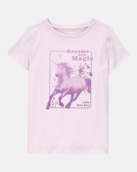 Girls Dreams Are Magic Short-Sleeve Graphic Tee - Pink