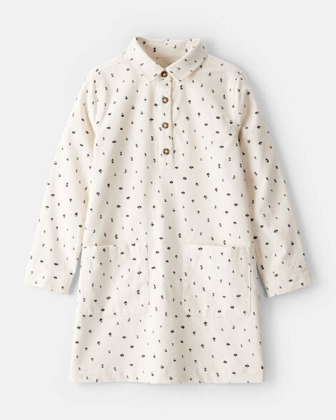 girls floral corduroy dress - ivory