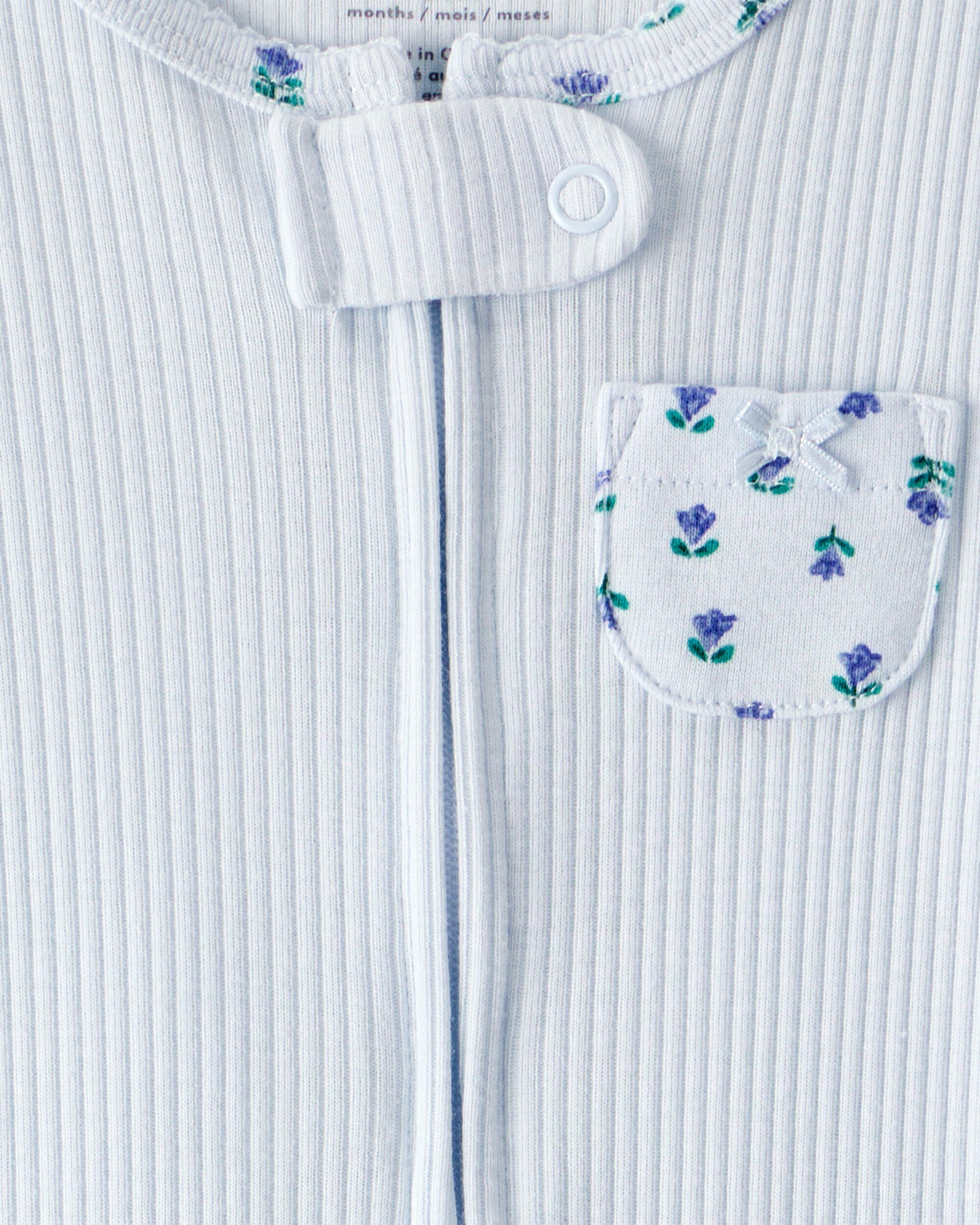 Baby Floral 2-Way Zip Ribbed Sleep & Play Pajamas