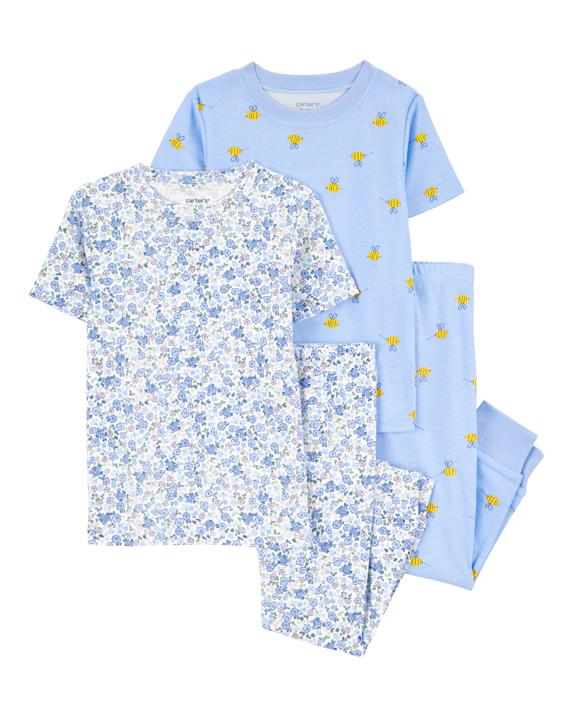 Toddler Girl 4-Piece Floral Cotton Pajamas