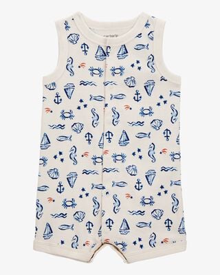 Product image 1 of Baby Sea Print Snap-Up Cotton Romper