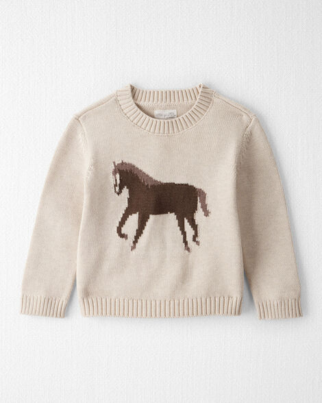 Toddler Organic Cotton Horse Sweater Knit Pullover