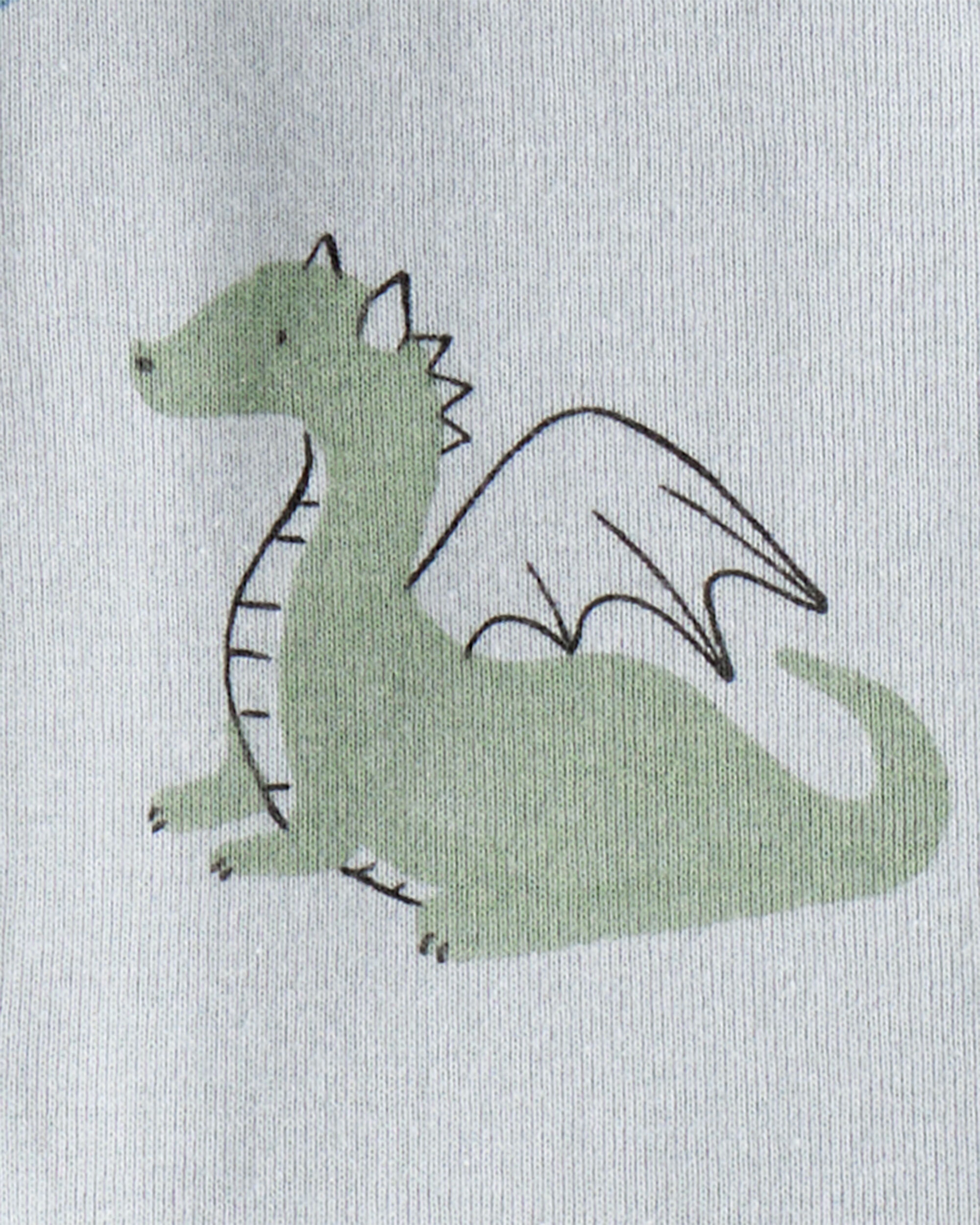 Baby Boy Dragon Print 100% Cotton Long-Sleeve 2-Way Zip 1-Piece Pajamas - Blue