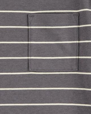 Product image 2 of Kid Striped Short-Sleeve Pocket Tee - Grey
