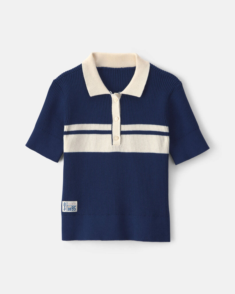 OshKosh B'gosh Girls Striped Polo Shirt 10 Navy Blue