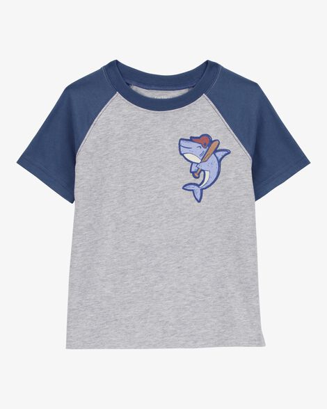 Product image 2 of Toddler 2-Piece Shark Raglan Tee & Pull-On Shorts Set - Grey/Navy