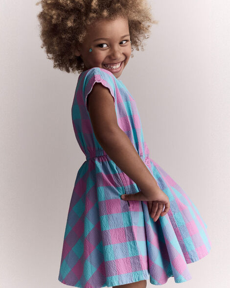 Toddler Girl Avenue Twirl™ Gingham Scalloped Dress - Purple/Blue