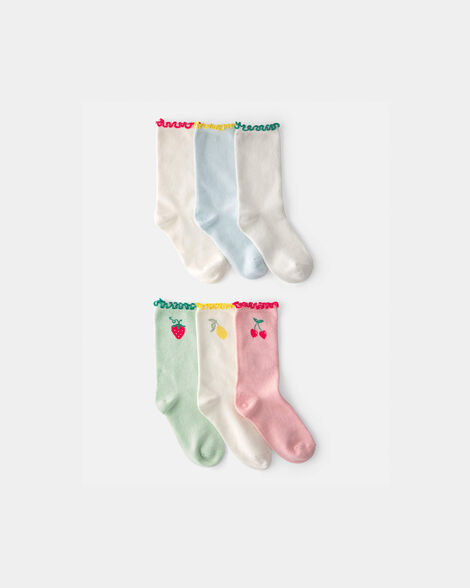 girls 6-pack fruit ruffle crew socks