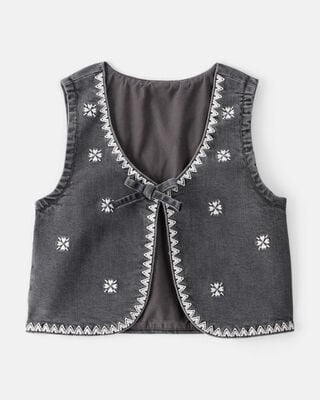Toddler Girl Denim Wide-Leg Cuff Jeans - Grey