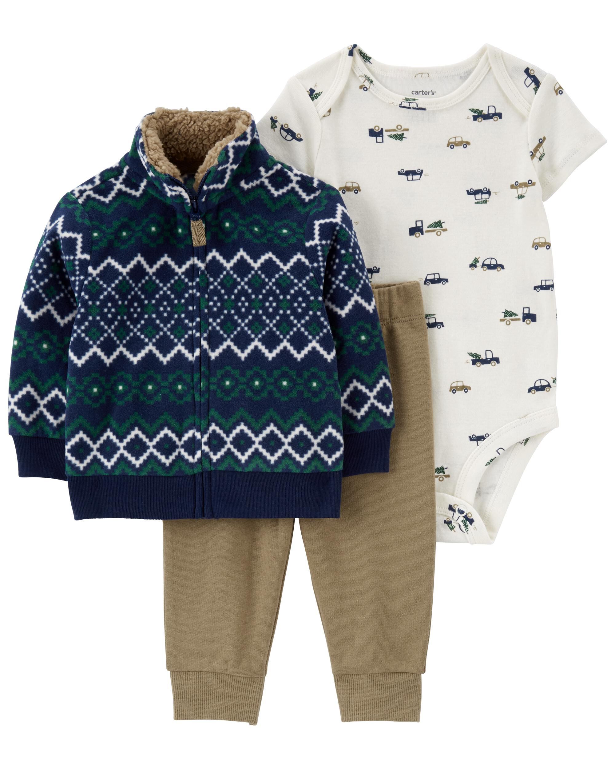 3-Piece Fair Isle Little Cardigan Set 