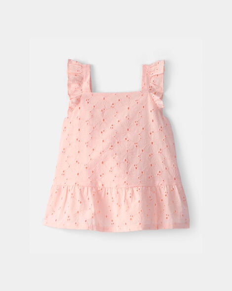 toddler girl floral eyelet top - pink