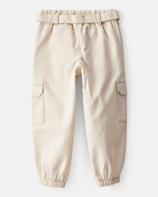 Product image 2 of Toddler Girl Cotton Cargo Joggers - Ivory