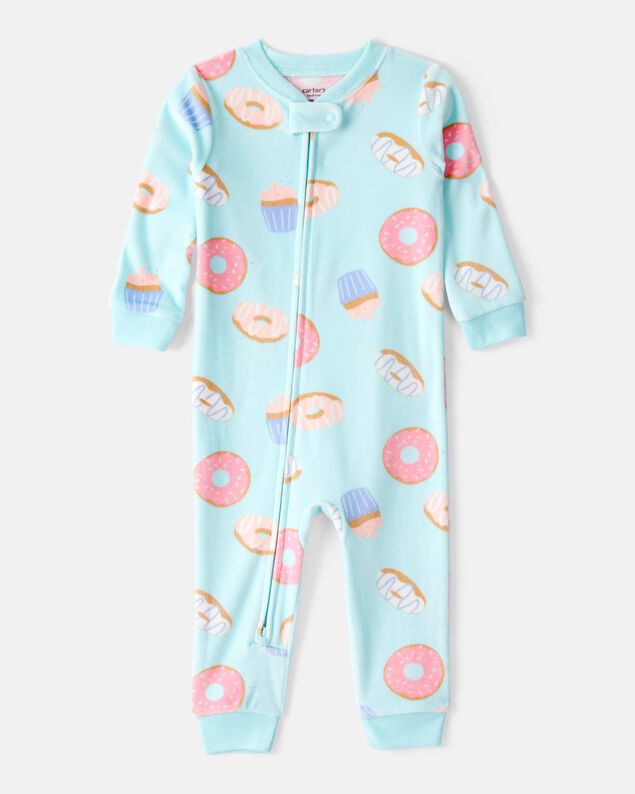 Product image 1 of Baby Girl Donuts Print DreamPlush Long-Sleeve Snug Fit 1-Piece Pajamas - Blue
