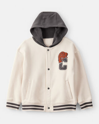 Product image 1 of Boys Hooded Varsity Jacket - Cream