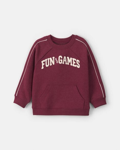 toddler boy 'fun & games' pullover sweatshirt - burgundy