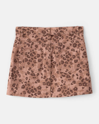 Product image 2 of Girls Leopard Print Denim Skirt - Brown