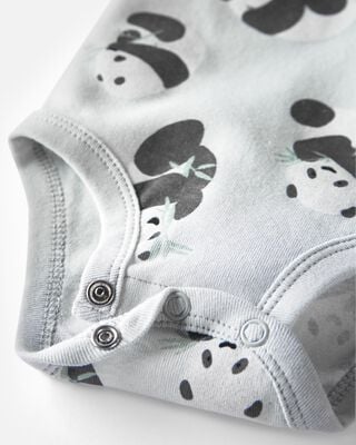 Product image 2 of Baby Organic Cotton 3-Pack Panda-Print & Striped Bodysuits