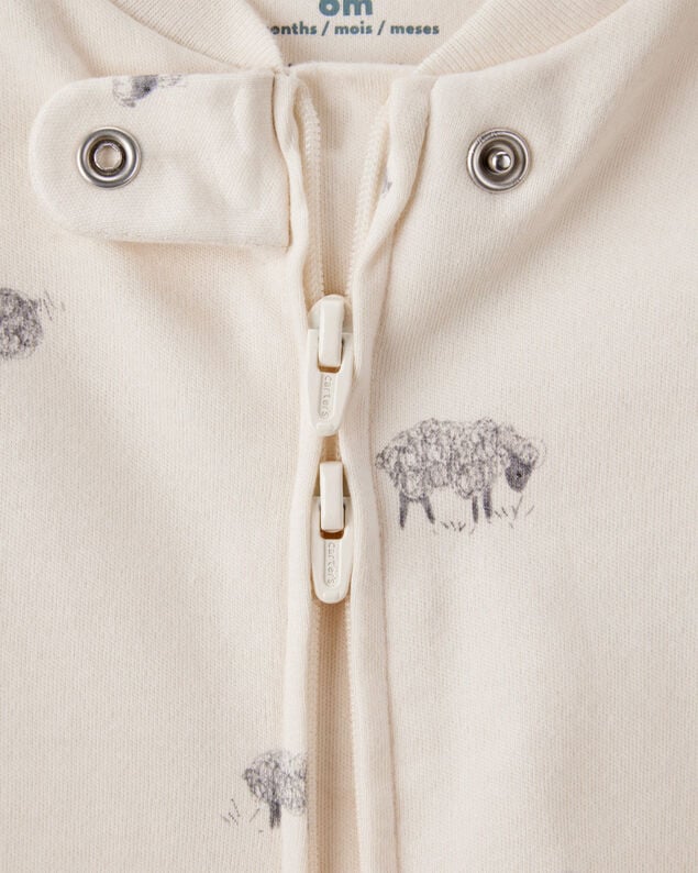 Product image 2 of Baby Sheep Print 100% Cotton Long-Sleeve Sleep & Play - Ivory
