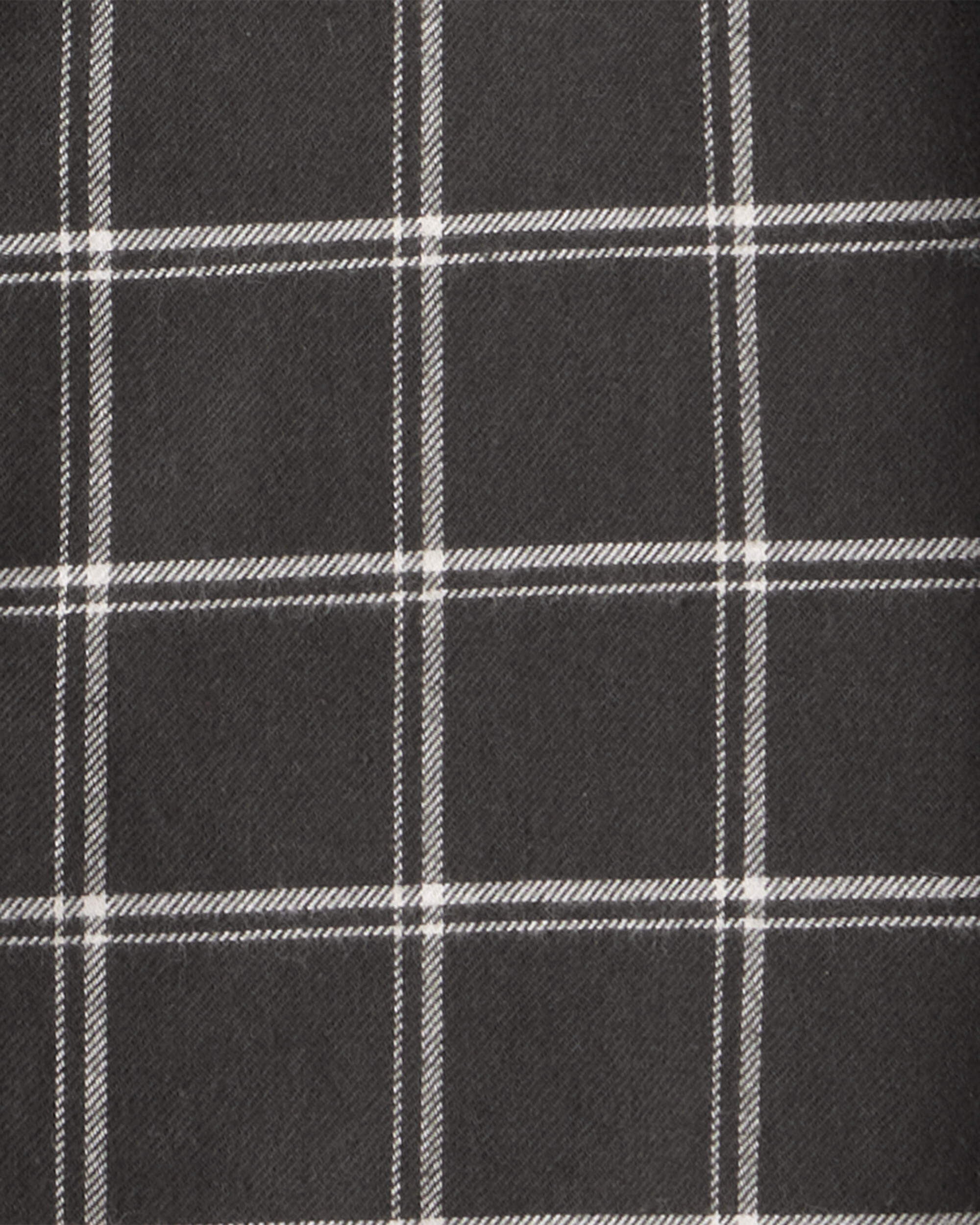 Boys Plaid Cotton Long-Sleeve Button-Down Shirt - Black