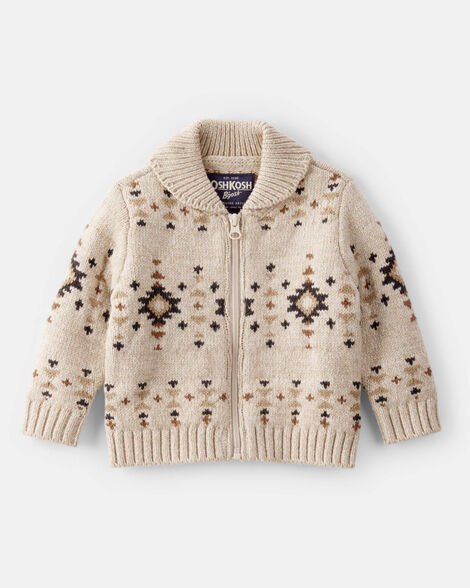 Product image 1 of Baby Boy Aztec Zip-Up Sweater - Ivory