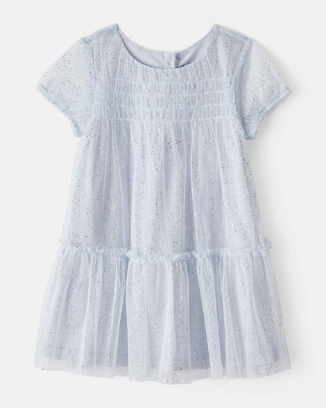 Toddler Girl Short-Sleeve Tulle Occasion Dress - Blue