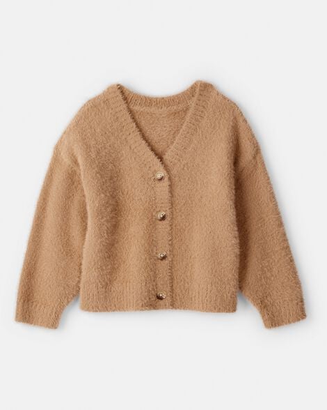 Toddler Girl Long-Sleeve Cardigan Sweater - Brown
