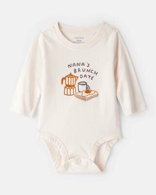 Baby Cotton Long-Sleeve Graphic Bodysuit - Blue