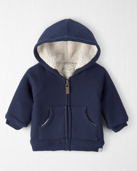 Baby Sherpa Waffle Knit Hooded Jacket Made with Organic Cotton