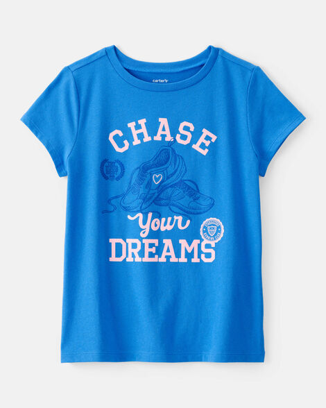 girls track short-sleeve graphic tee - blue