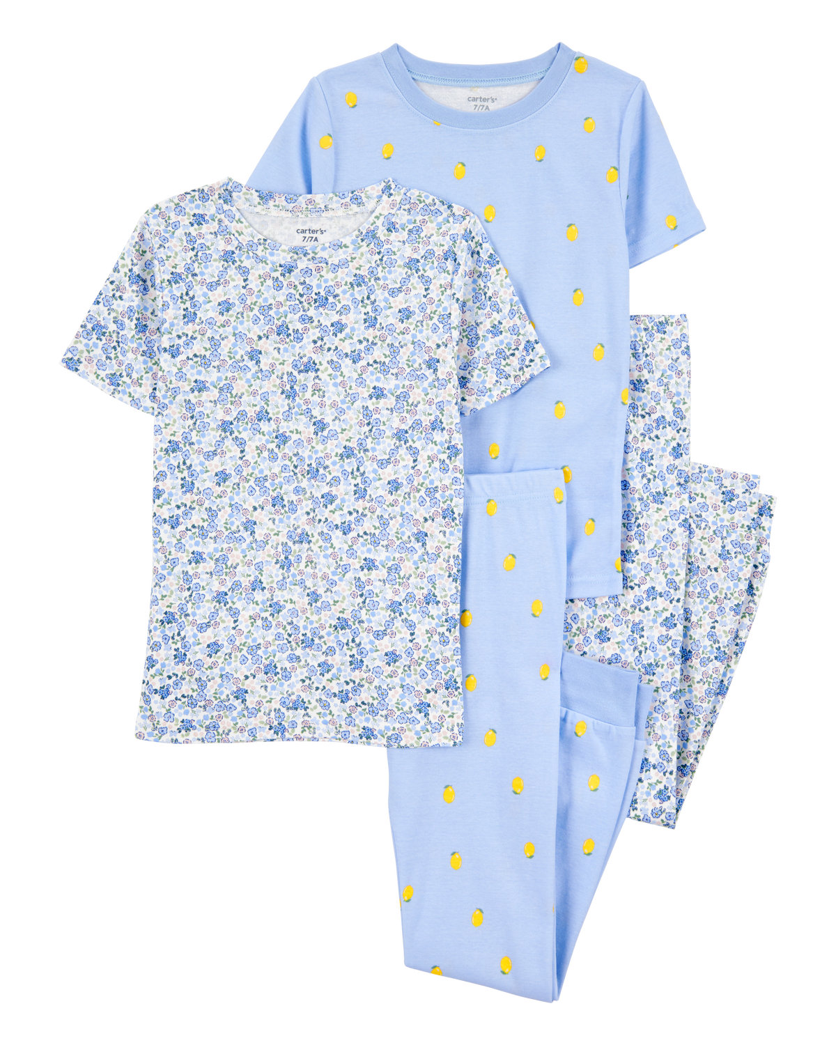 Kid 4-Piece Floral Cotton Pajamas