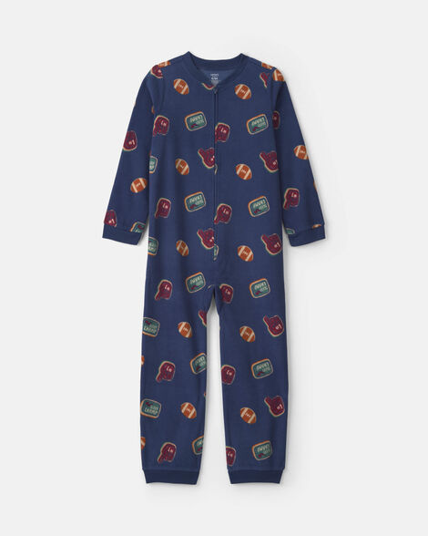 boys 1-piece varsity fleece loose fit pajama - navy blue