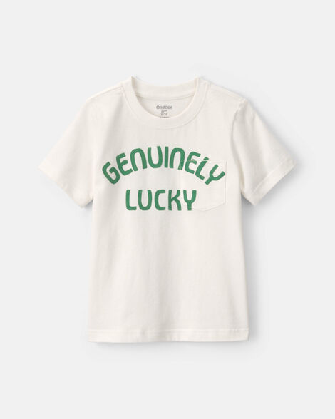 Toddler Boy 'Genuinely Lucky' St Patrick's Day Graphic Tee - Cream
