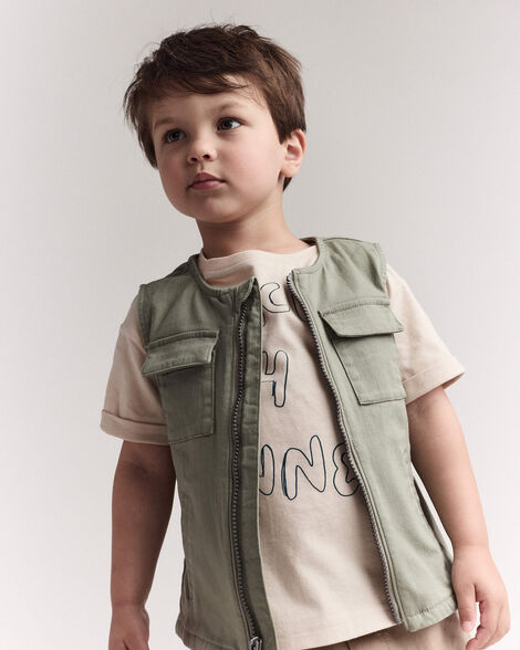 Toddler Zip-Up Vest - Olive