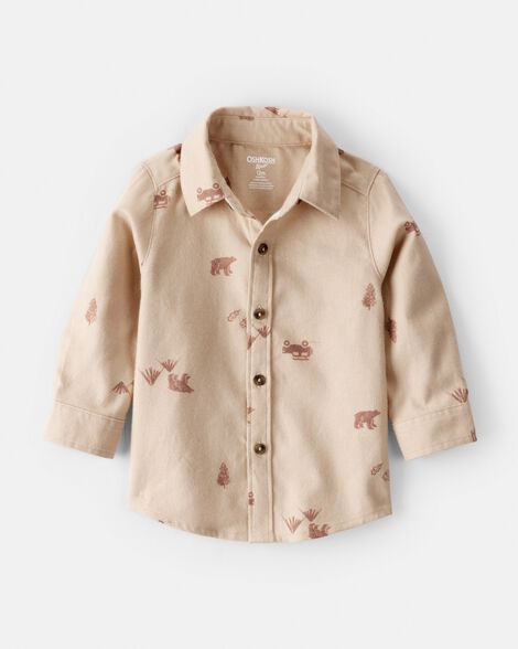 Baby Boy Outdoor Camping Button-Down Shirt - Tan