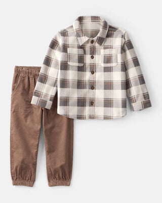 Toddler Girl 2-Piece Recycled Microfleece Set - Grey