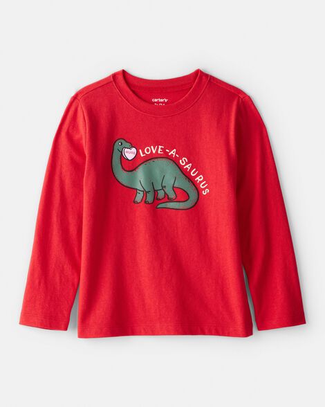 toddler boy dinosaur long-sleeve graphic tee - red