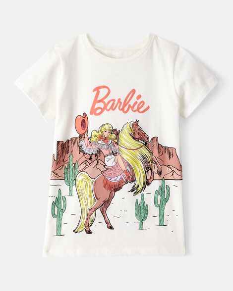 girls mattel barbie western cowgirl short-sleeve graphic tee - white