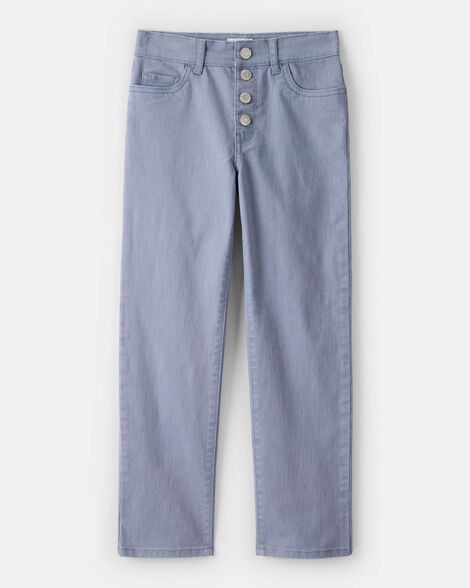 Girls Button-Front Straight Leg Pants - Grey