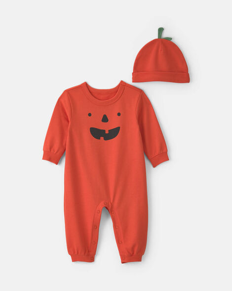 baby 2-piece pumpkin long-sleeve jumpsuit - orange