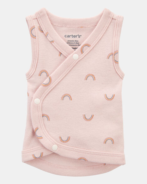 baby girl preemie rainbow cotton tank - pink
